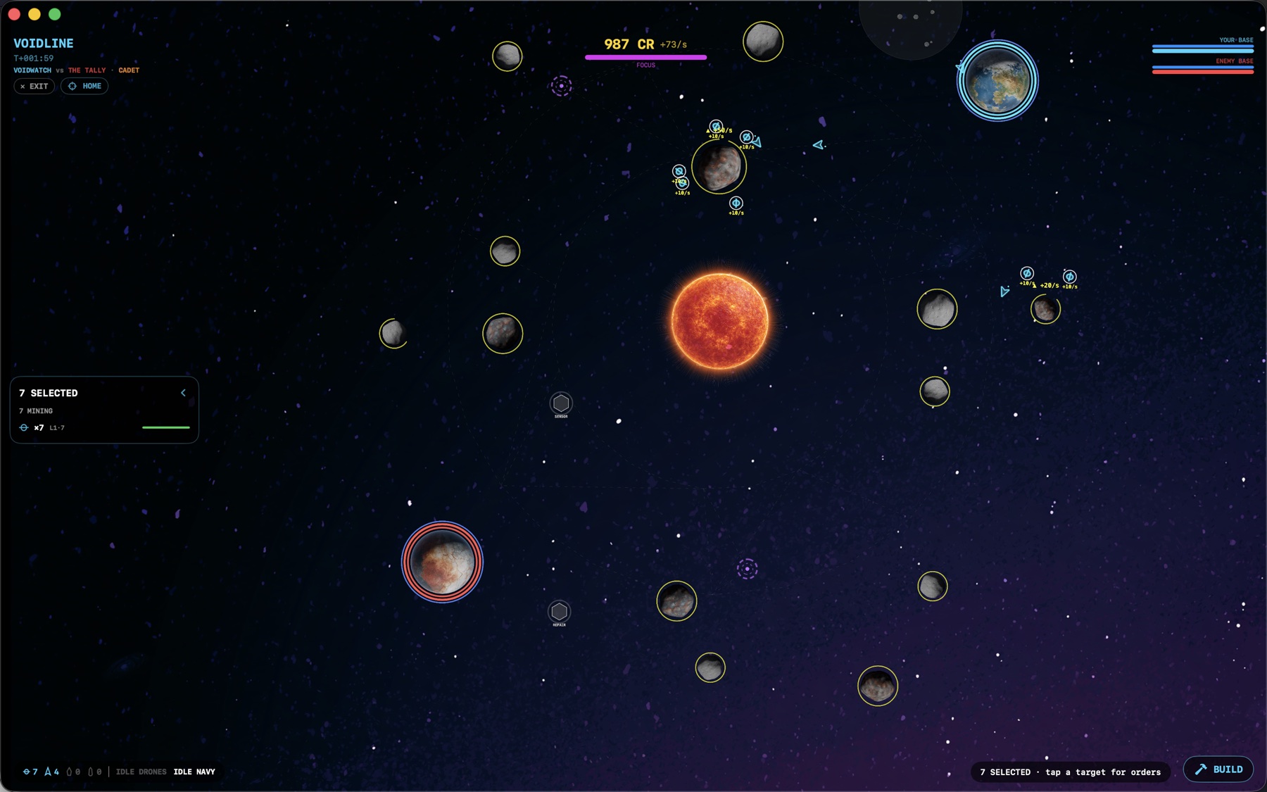 A selected fleet with the selection dossier open on the right